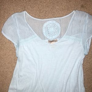 Lucky Brand T-shirt with mesh and embroidery!